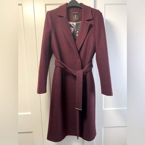 Ted Baker Burgundy Wool Coat